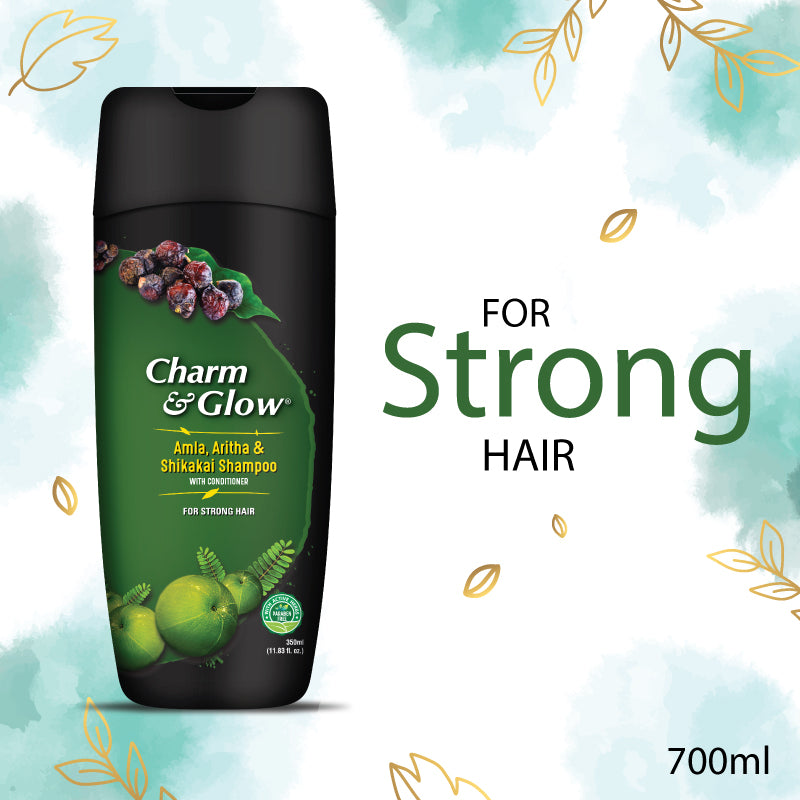 CHARM & GLOW AMLA RITHA SHIKAKAI SHAMPOO WITH CONDITIONER