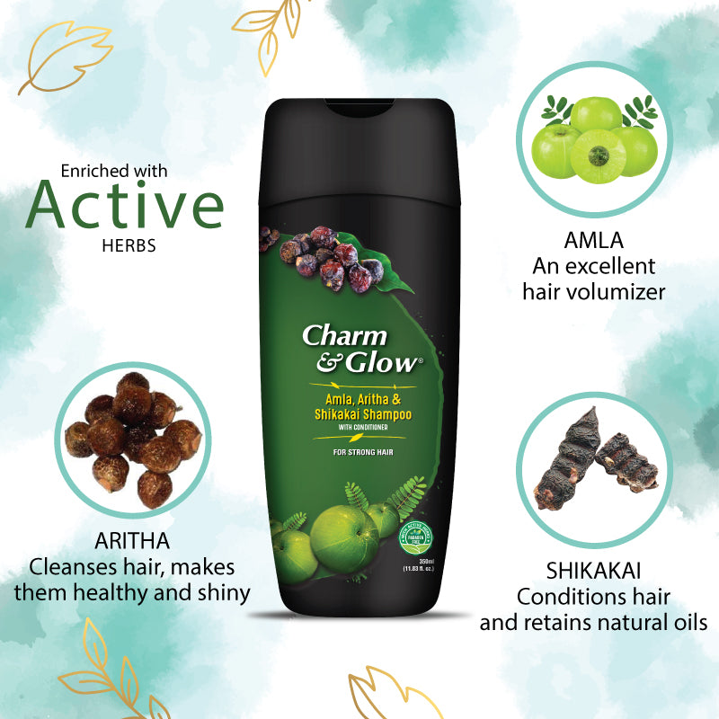 CHARM & GLOW AMLA RITHA SHIKAKAI SHAMPOO WITH CONDITIONER