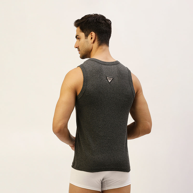THE SECRET LOOM Mens Gym Vest - Rib 1X1 100% Super Combed Cotton