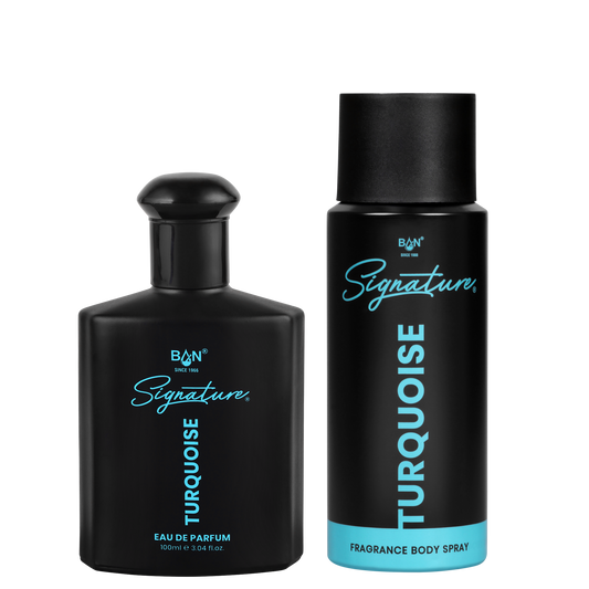 TURQUOISE Signature Duo – Men's 100ml EDP & 150ml Deodorant Combo | Amber Spicy Leather