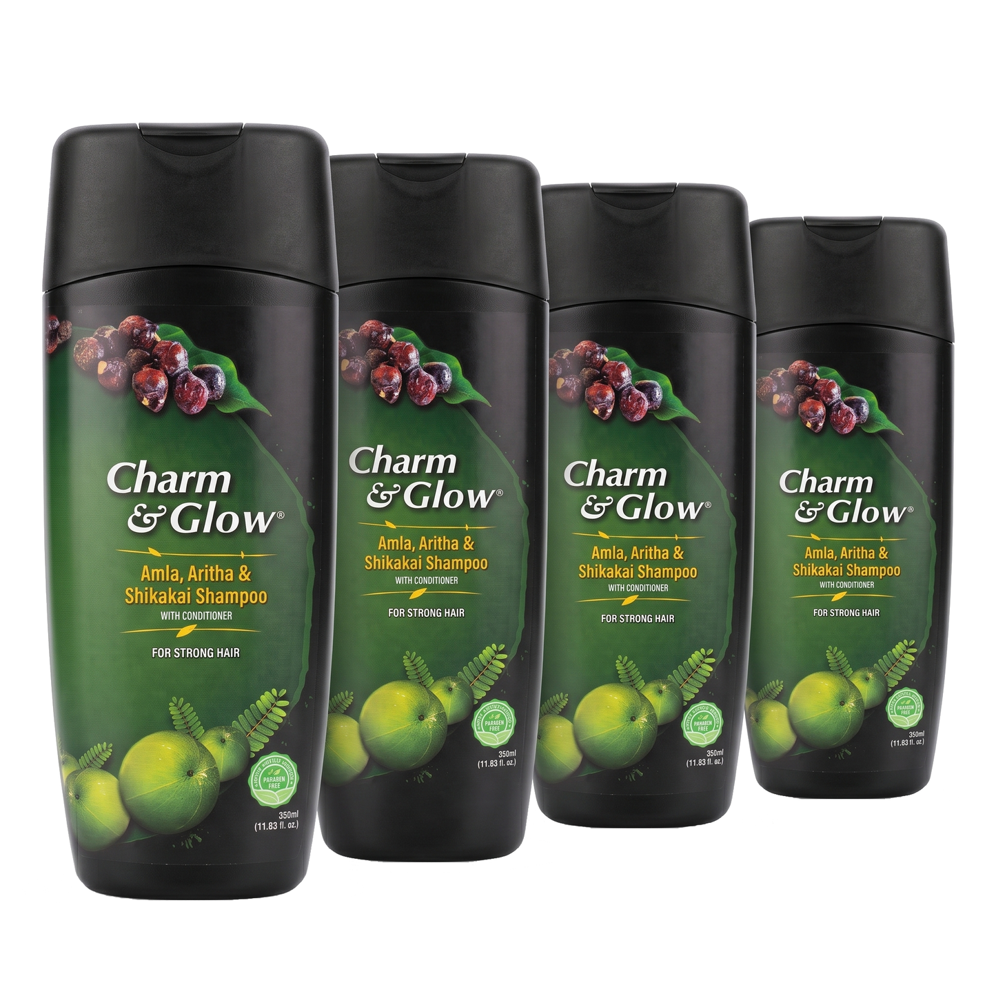 Amla, Aritha (Reetha) & Shikakai Shampoo – 350 ml | Charm & Glow