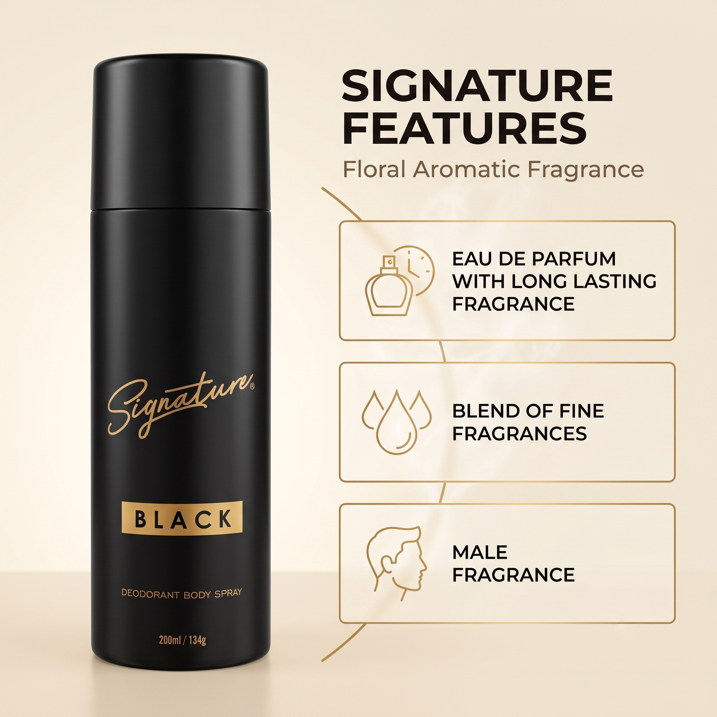 Signature Perfume Body Spray - Black 200 ML