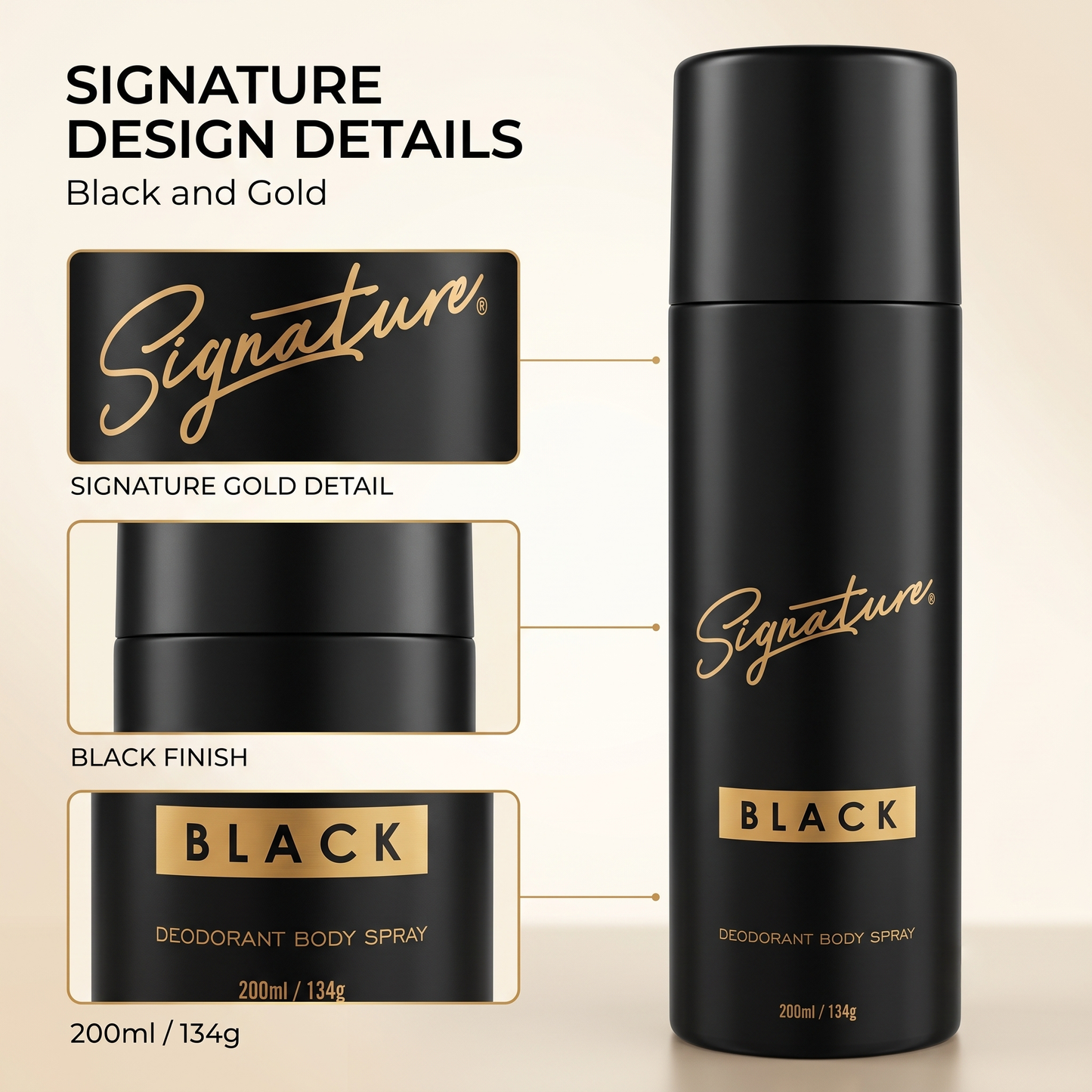 Signature Perfume Body Spray - Black 200 ML