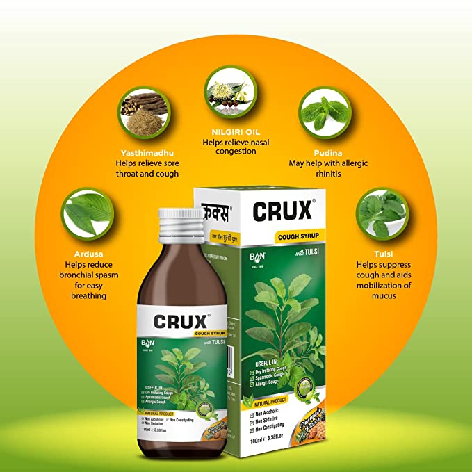 Crux Cough Syrup With Tulsi pack of 3