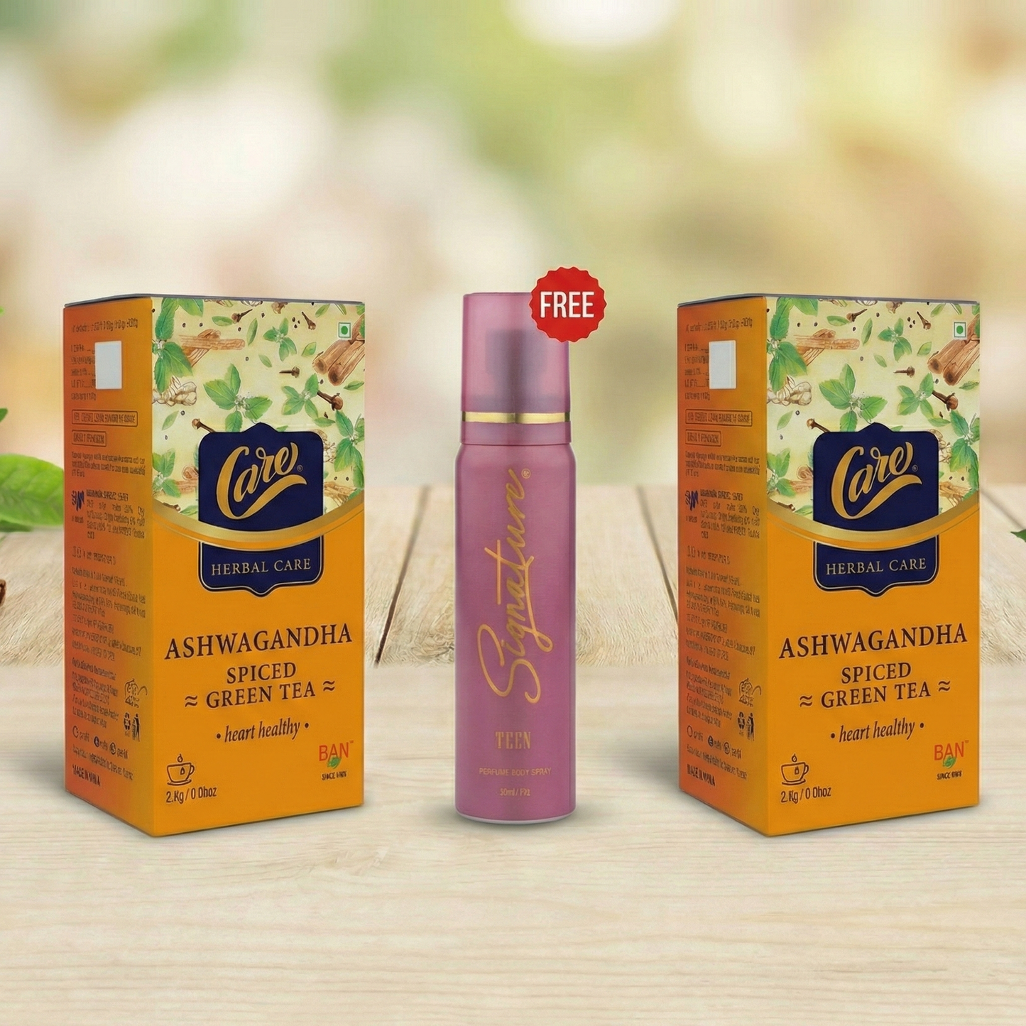 Ashwagandha Spiced Green Tea 50 Tea Bags + Free 25ml Signature Deo