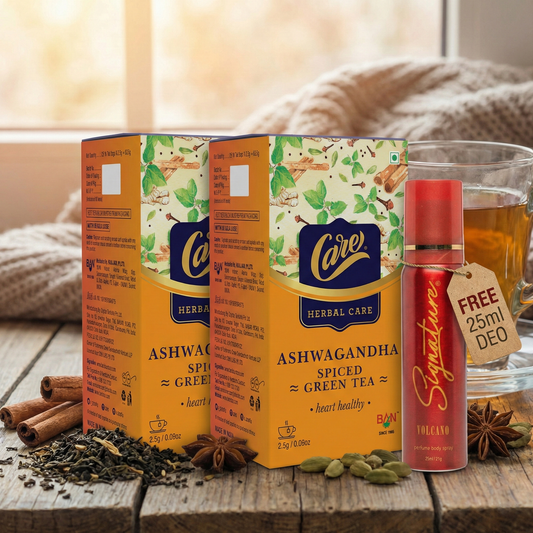 Care Ashwagandha Spiced Green Tea 50 Tea Bags + Free 25ml Signature Deo