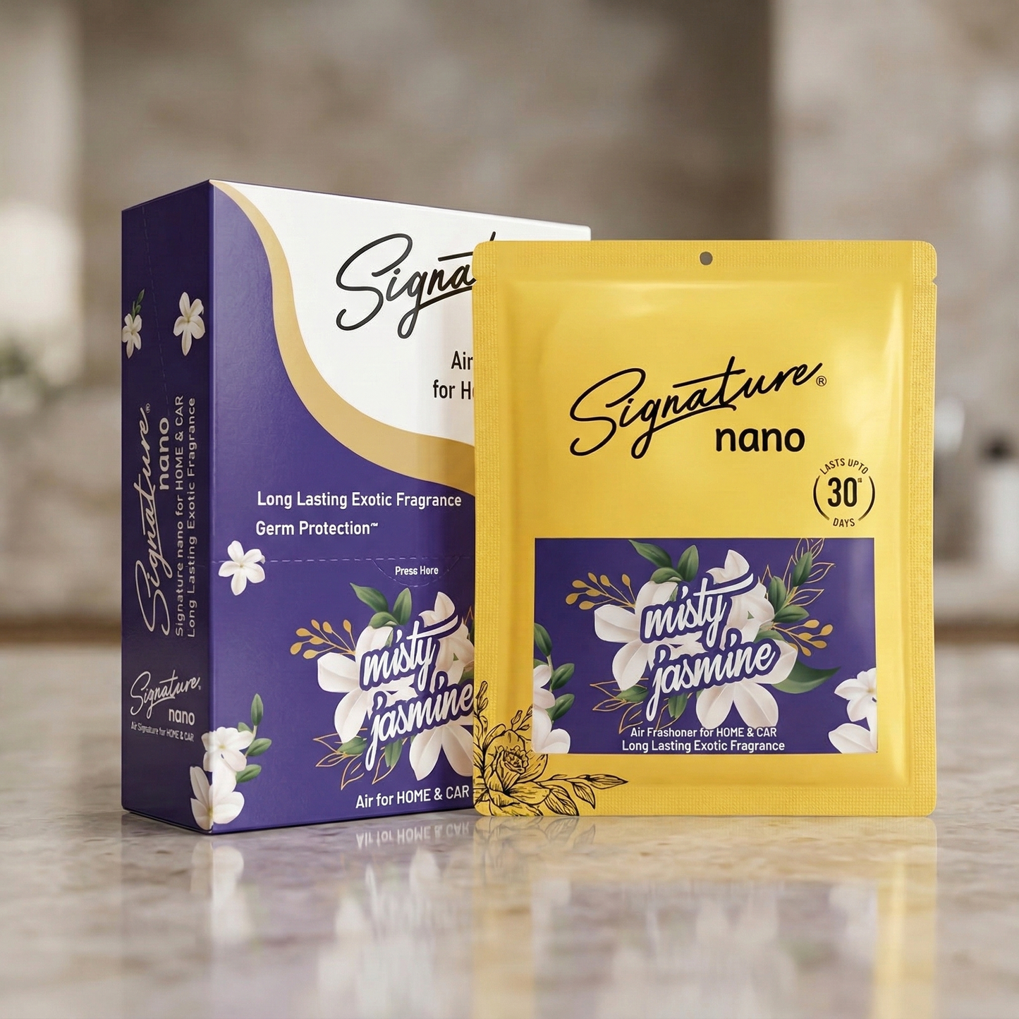 SIGNATURE NANO AIR FRESHENER HOME & CAR- MISTY JASMINE 10G