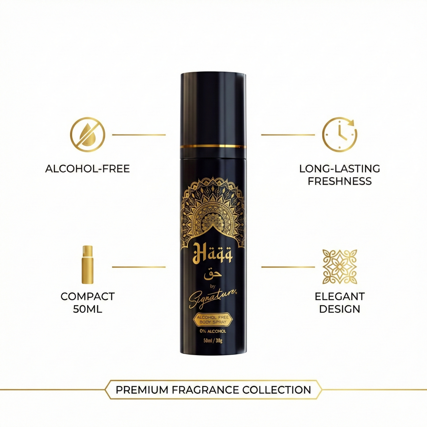 SIGNATURE PERFUME BODY SPRAY - NO ALCOHOL - 50ML - HAQQ