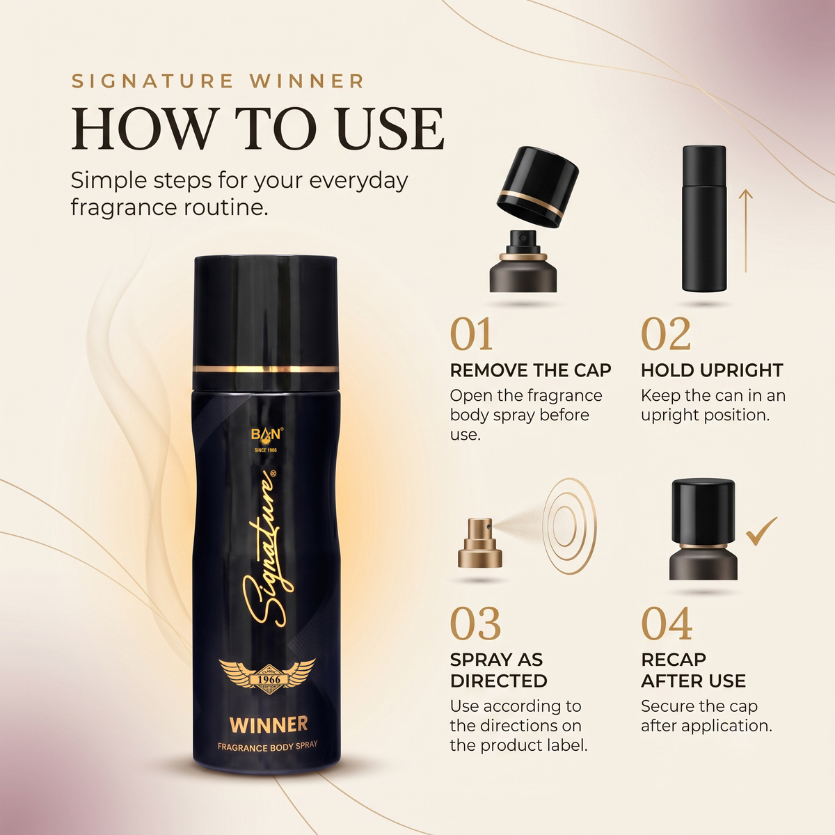 WINNER – Women's Perfume Deodorant - 150ml | Empowering Amber Floral Body Spray