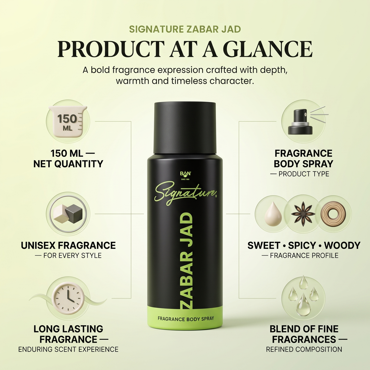 Zabar Jad – Unisex Perfume Deodorant - 150ml | Sweet Spicy Wood & Oud Body Spray