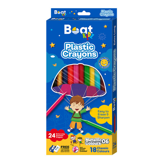 Extra Long Plastic Crayons Set - 24 Assorted Colors