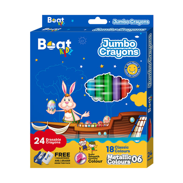Jumbo Plastic Crayons Set 24 Assorted Colors Ban Labs Pvt Ltd
