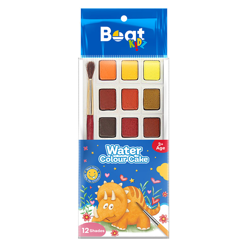 Water Color Cake with 1 brush - 12 Assorted Colors