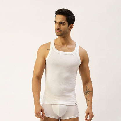 THE SECRET LOOM Mens Gym Vest - Rib 1X1 100% Super Combed Cotton